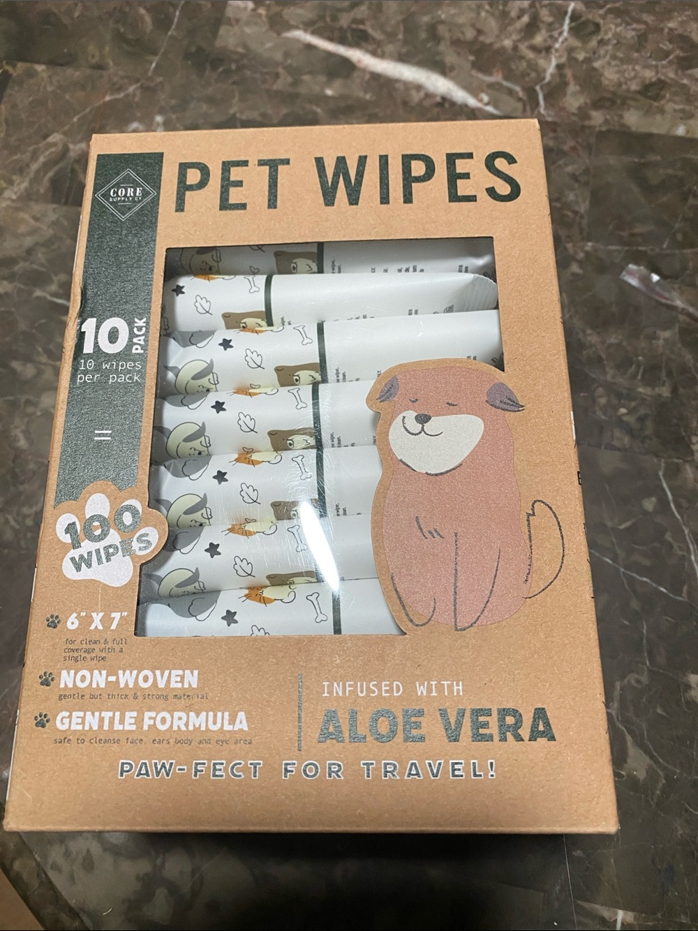 10pack of 10 wipes per pack Pet Wipes Aloe Vera Travel Pack - Peach & White